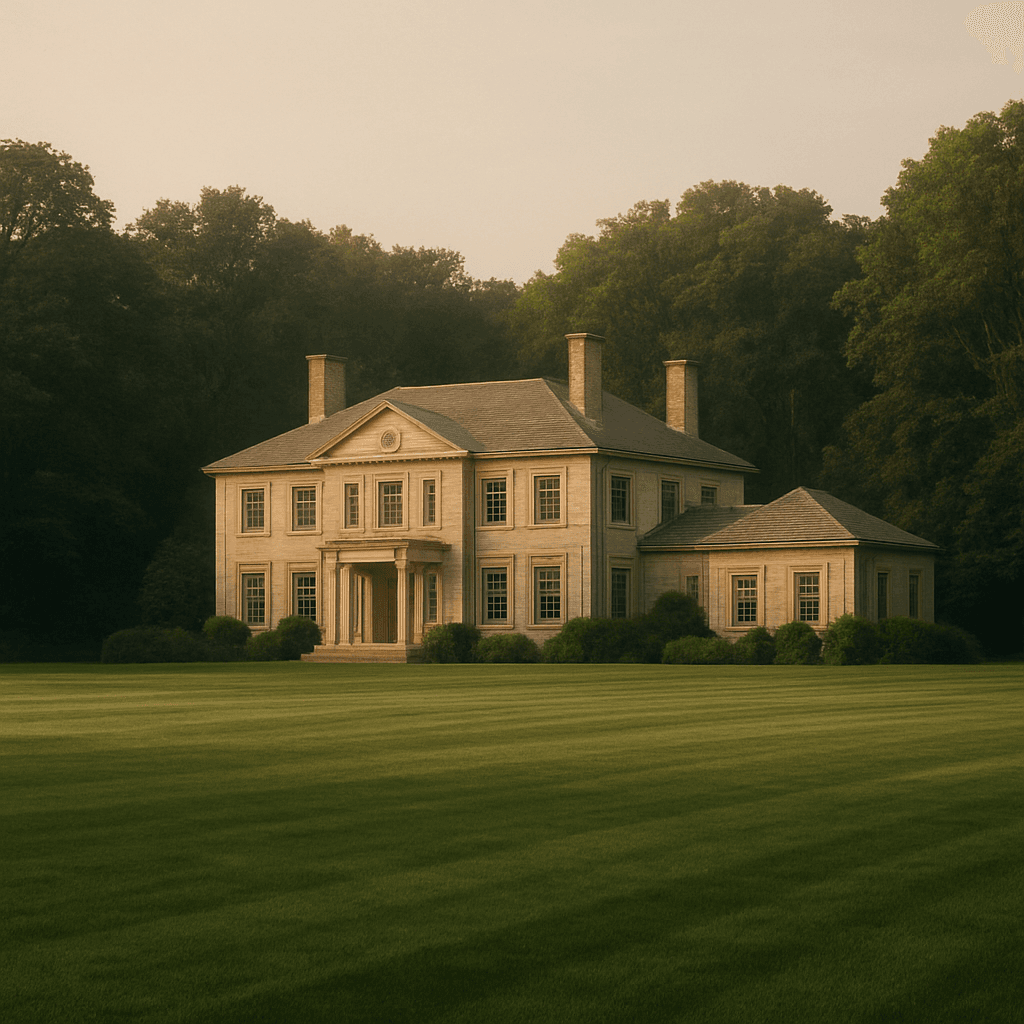 Refined country estate landscape at dawn
